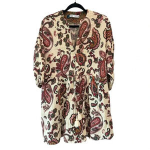Zara Paisley Mini Dress Multi-Color. Size Medium.
